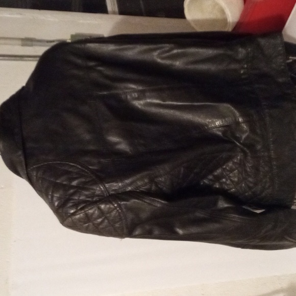 Asos women's black lambskin moto biker jacket - Picture 4 of 4